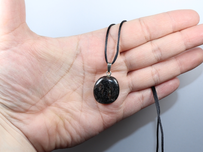 anthophyllite with cord or silver 925