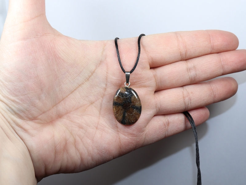 cross stone with cord or silver 925