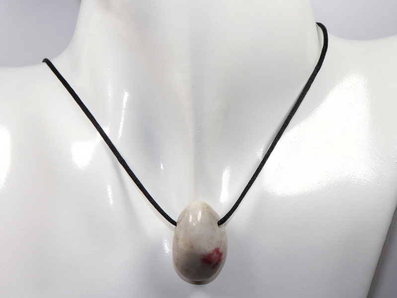 Cinnabar in quartz with cord or silver 925