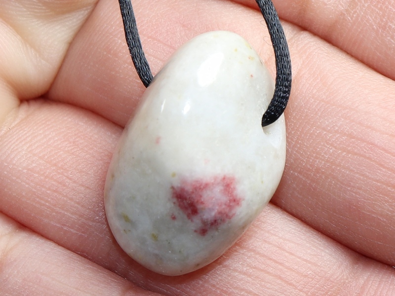Cinnabar in quartz with cord or silver 925