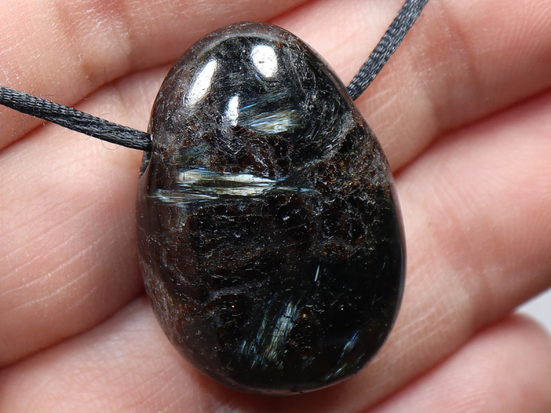 anthophyllite with cord or silver 925