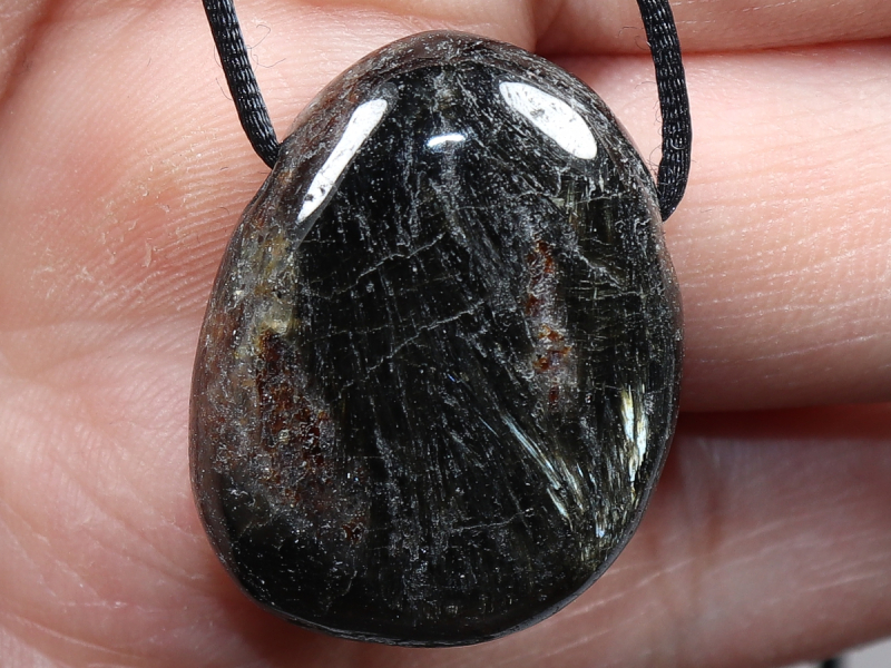 anthophyllite with cord or silver 925