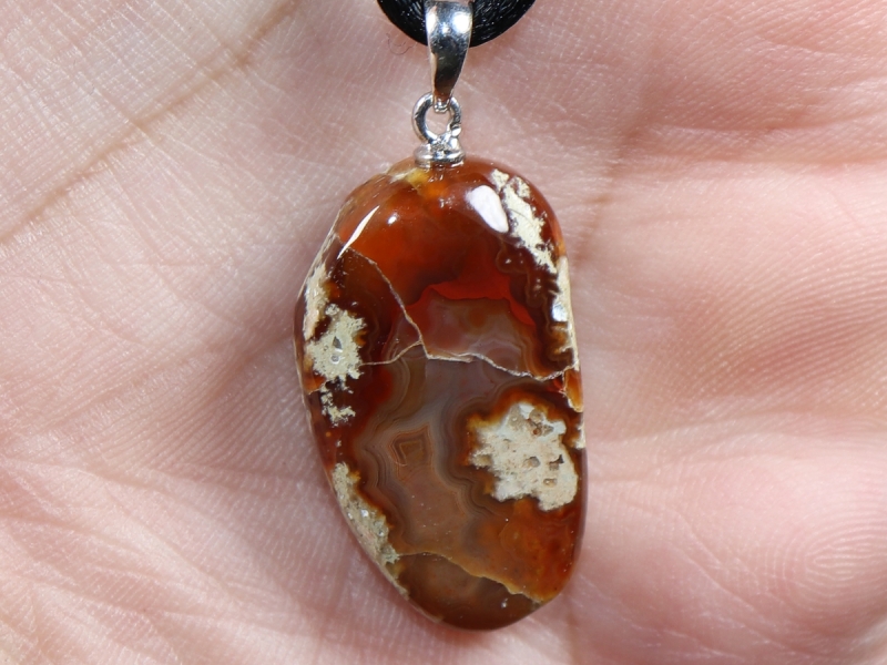 amulet stone with cord or silver 925