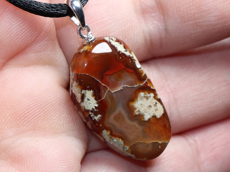 amulet stone with cord or silver 925