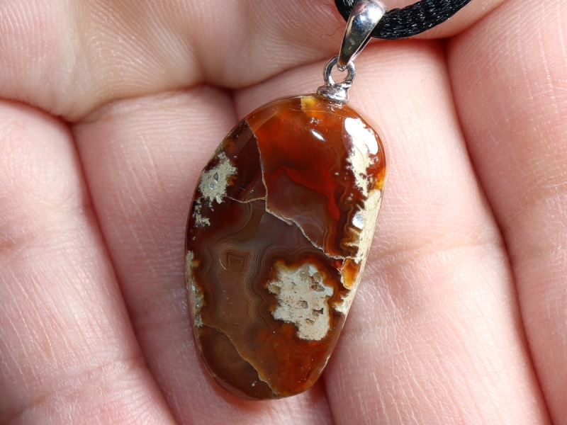 amulet stone with cord or silver 925