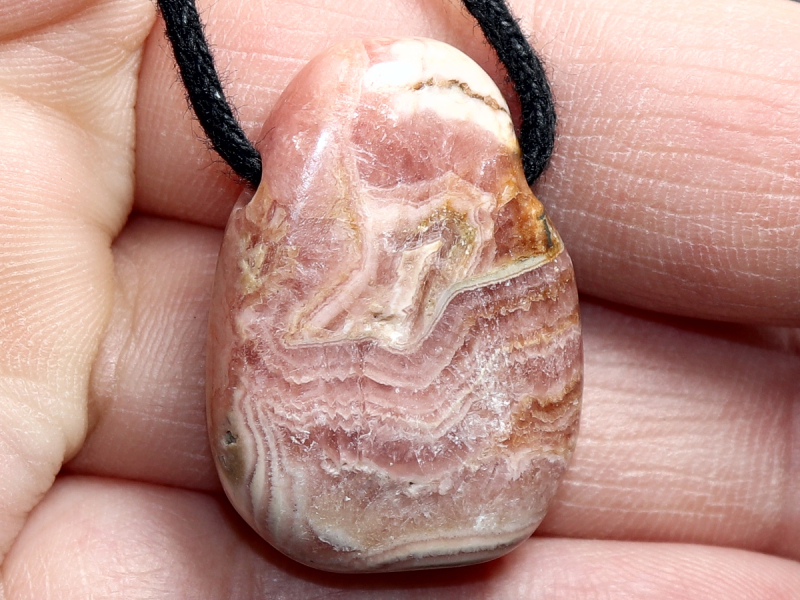 rhodochrosite with cord or silver 925