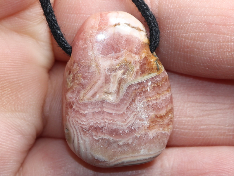 rhodochrosite with cord or silver 925