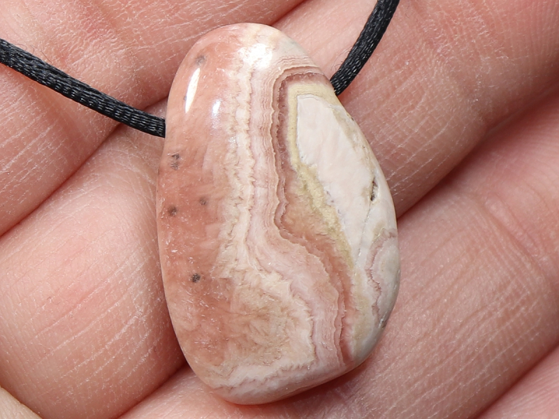 rhodochrosite with cord or silver 925