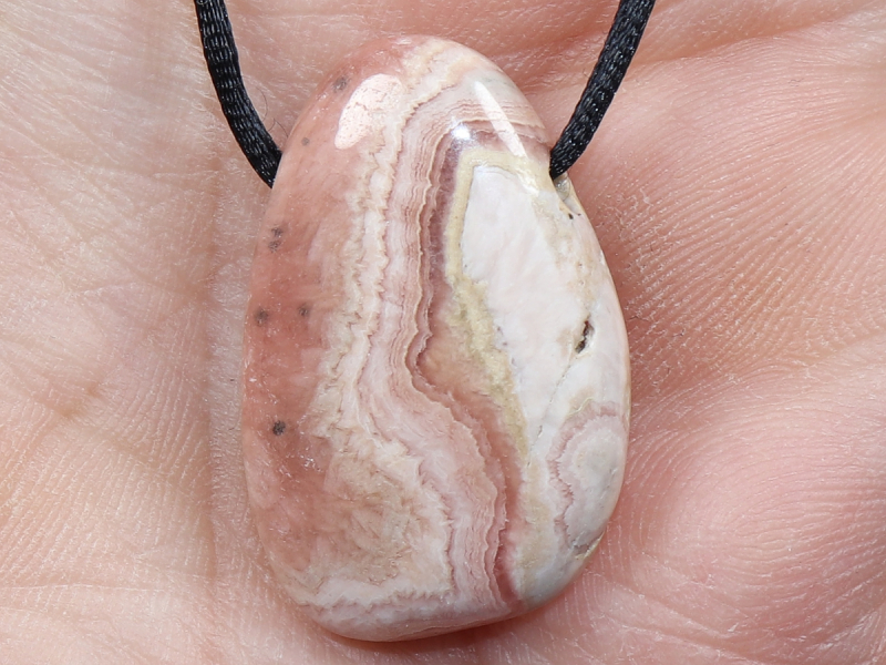 rhodochrosite with cord or silver 925