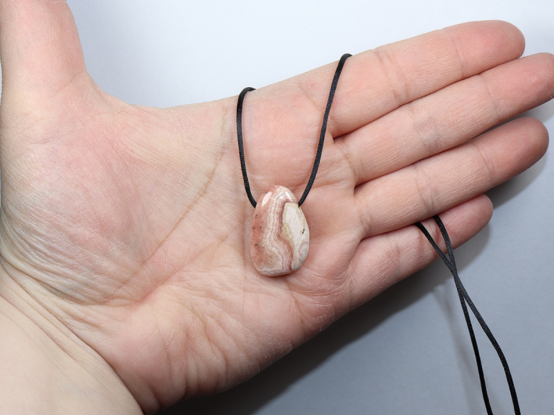 rhodochrosite with cord or silver 925