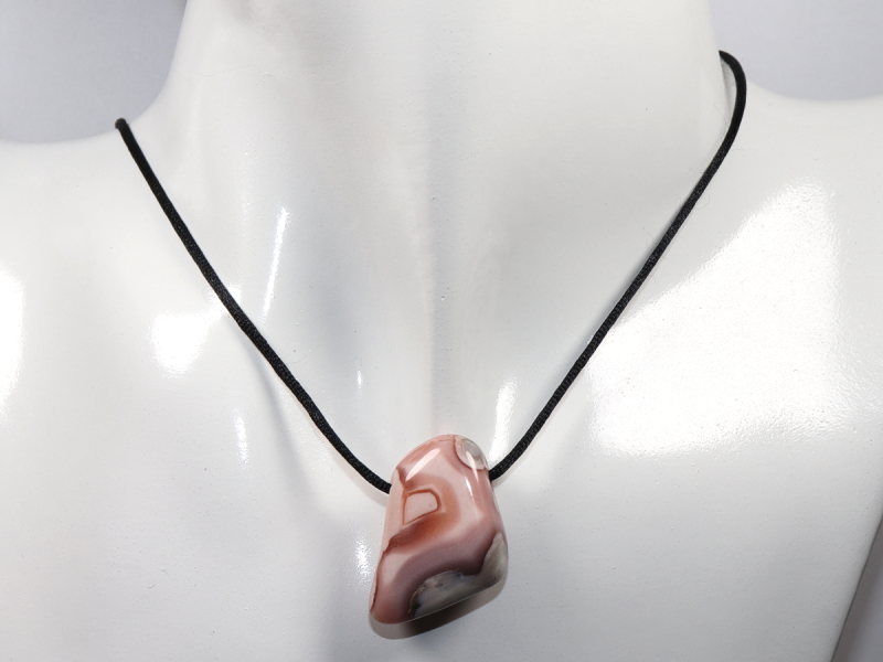 Botswana agate with cord or silver 925