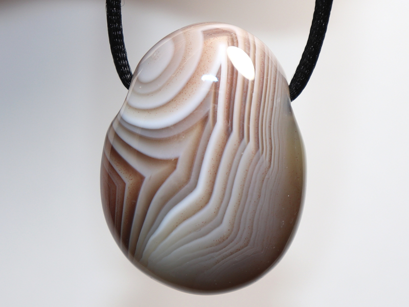 Botswana agate with cord or silver 925