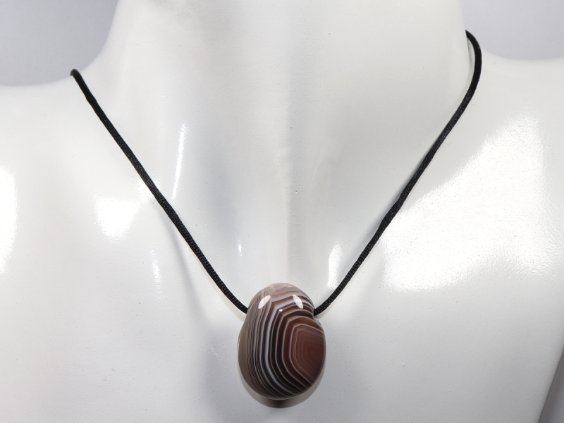 Botswana agate with cord or silver 925