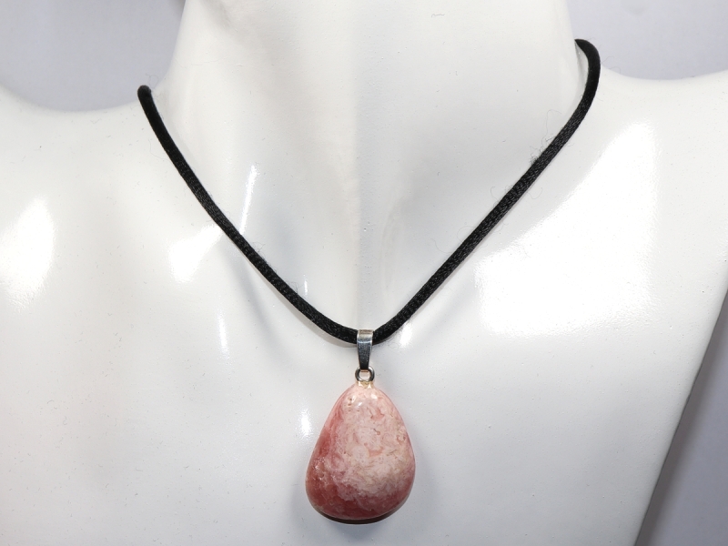 rhodochrosite with cord or silver 925