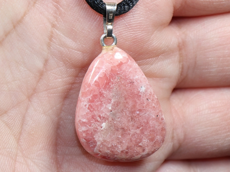 rhodochrosite with cord or silver 925
