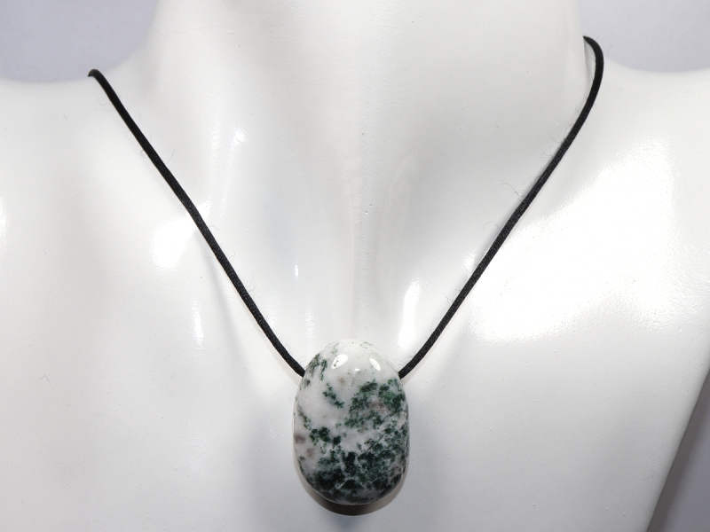 tree agate with cord or silver 925