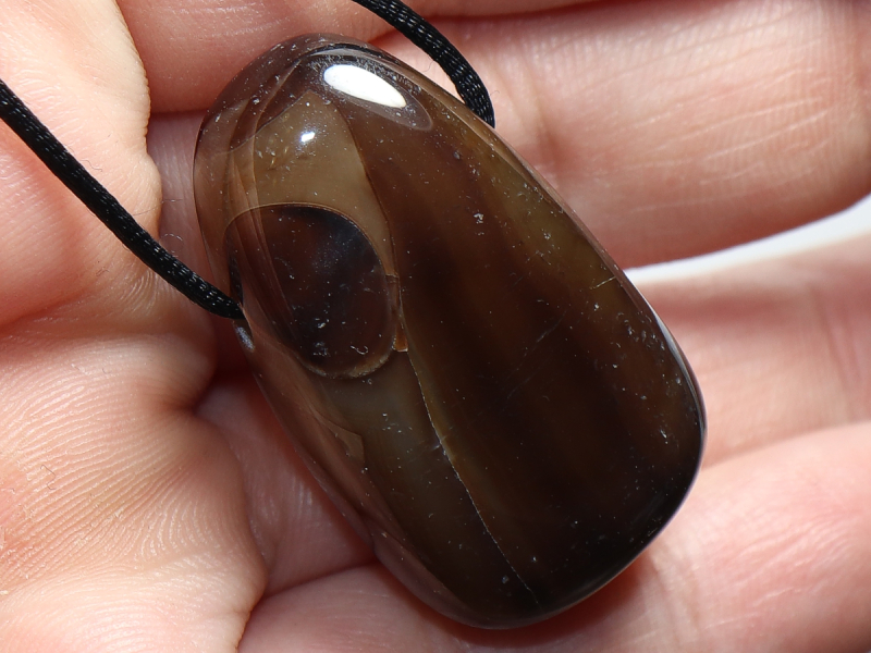 black agate with cord or silver 925