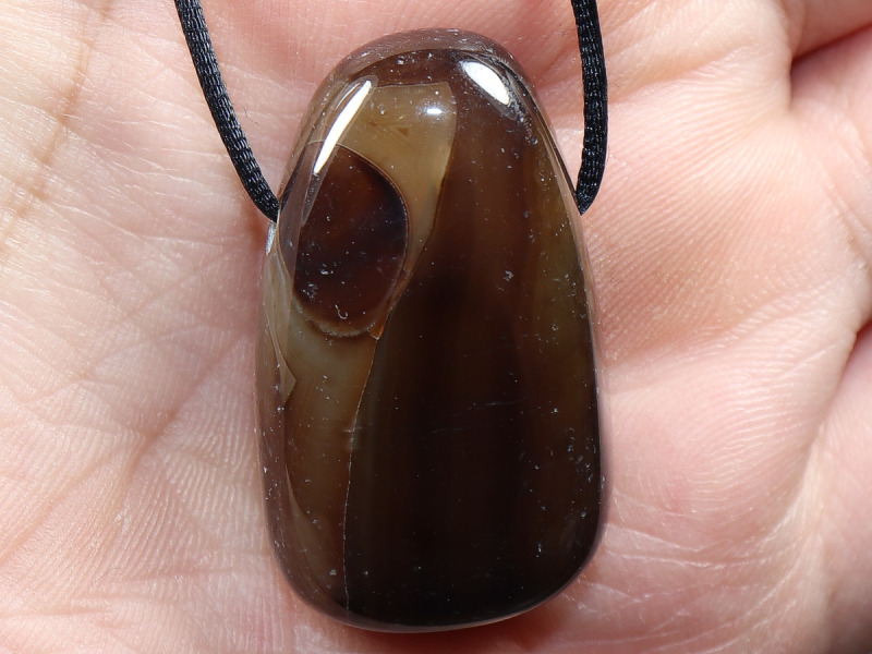 black agate with cord or silver 925