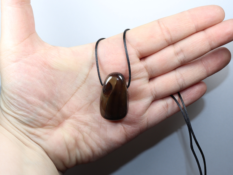 black agate with cord or silver 925