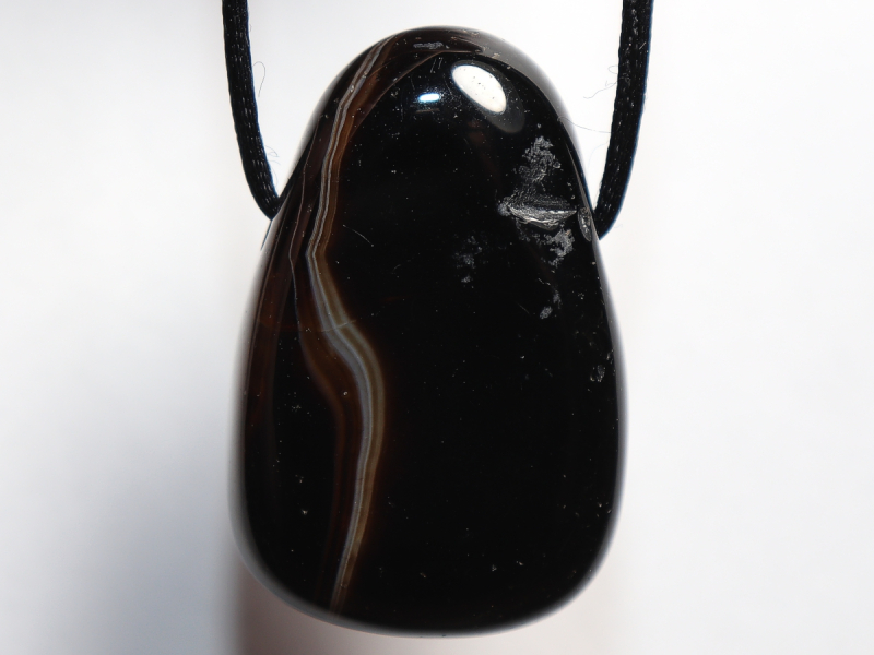 black agate with cord or silver 925