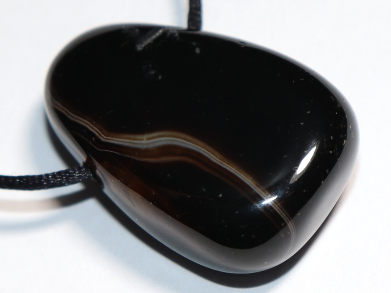 black agate with cord or silver 925