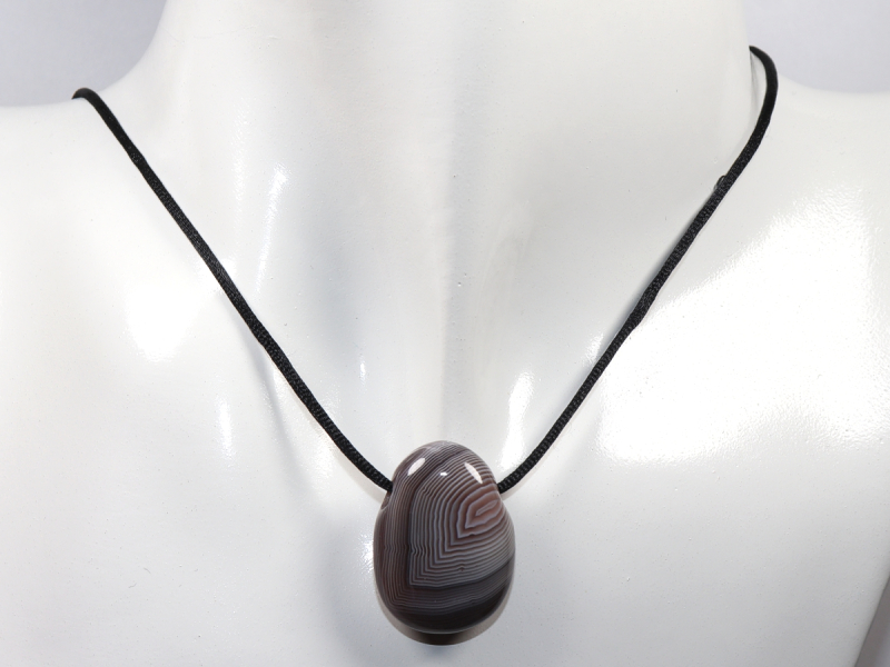 Botswana agate with cord or silver 925