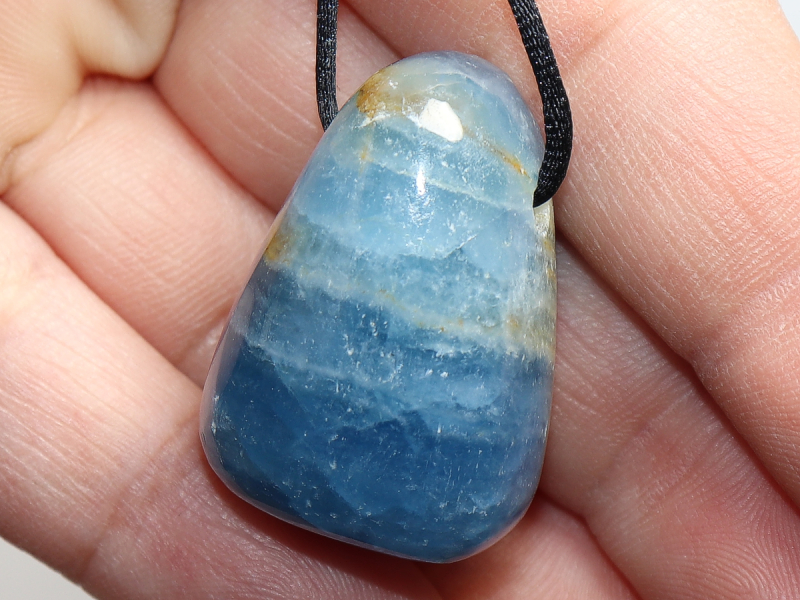 blue aragonite with cord or silver 925