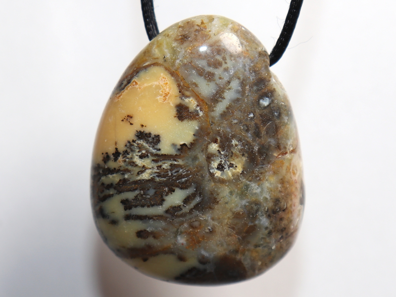 dendrite opal with cord or silver 925