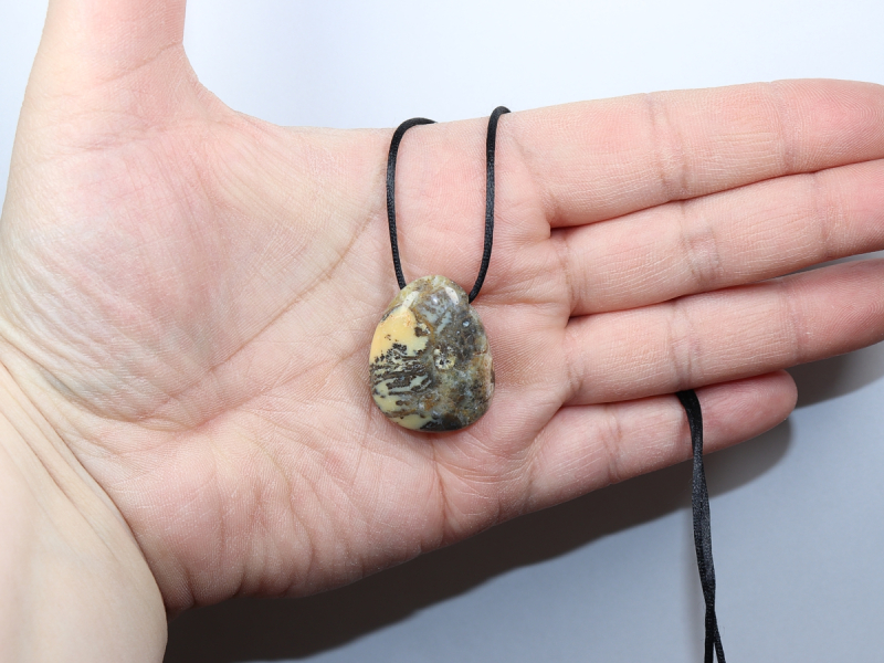 dendrite opal with cord or silver 925