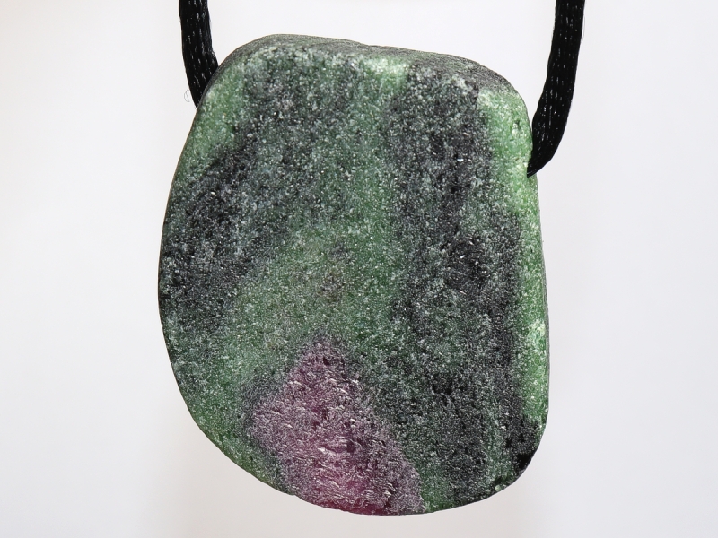 ruby in zoisite with cord or silver 925