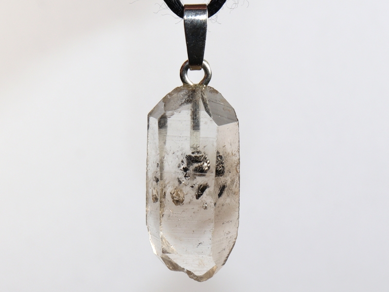 rock crystal with bitumen with cord or silver 925