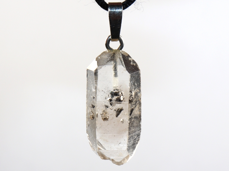 rock crystal with bitumen with cord or silver 925
