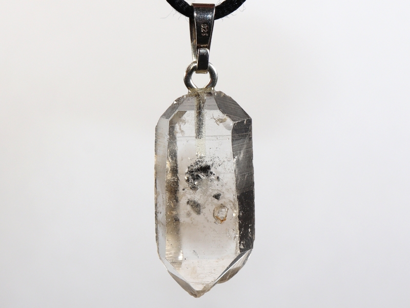 rock crystal with bitumen with cord or silver 925