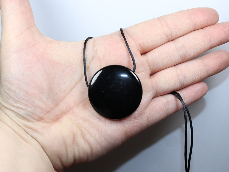 schwarzer Obsidian mit Band oder Silber 925