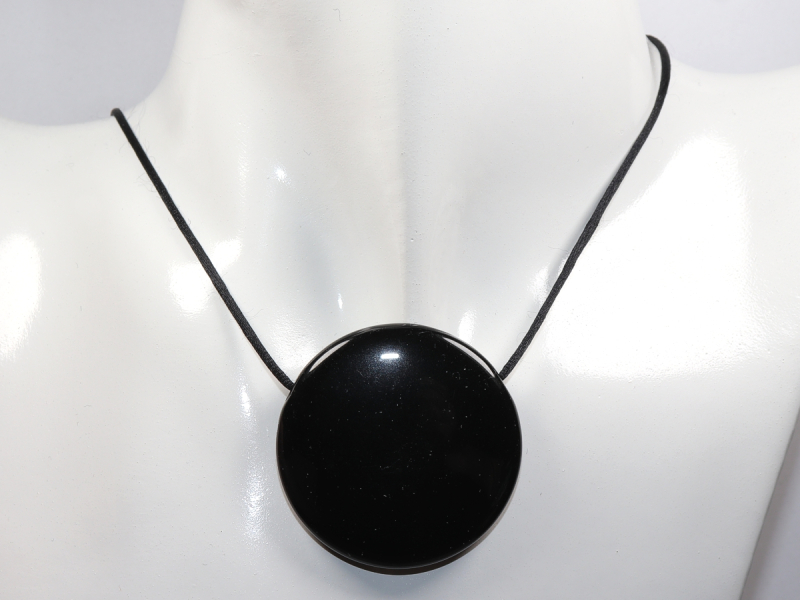 schwarzer Obsidian mit Band oder Silber 925