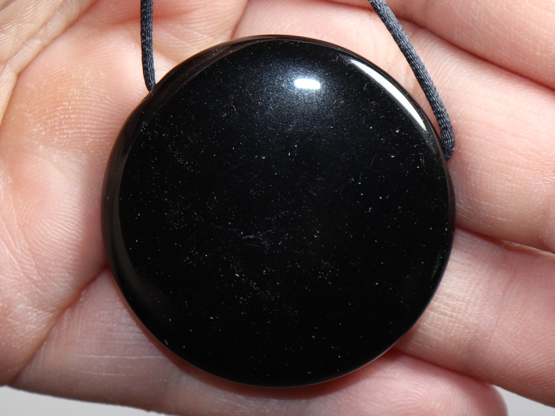 schwarzer Obsidian mit Band oder Silber 925