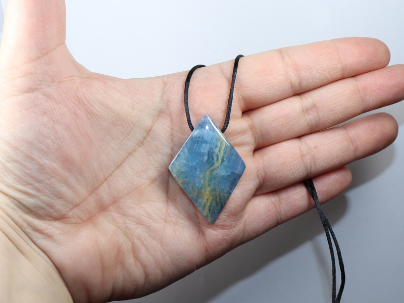 blue aragonite with cord or silver 925