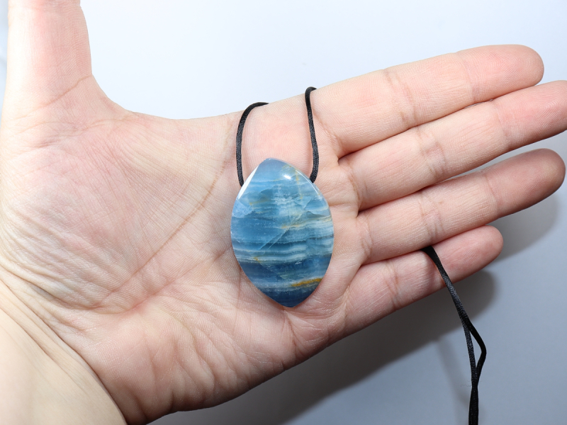 blue aragonite with cord or silver 925