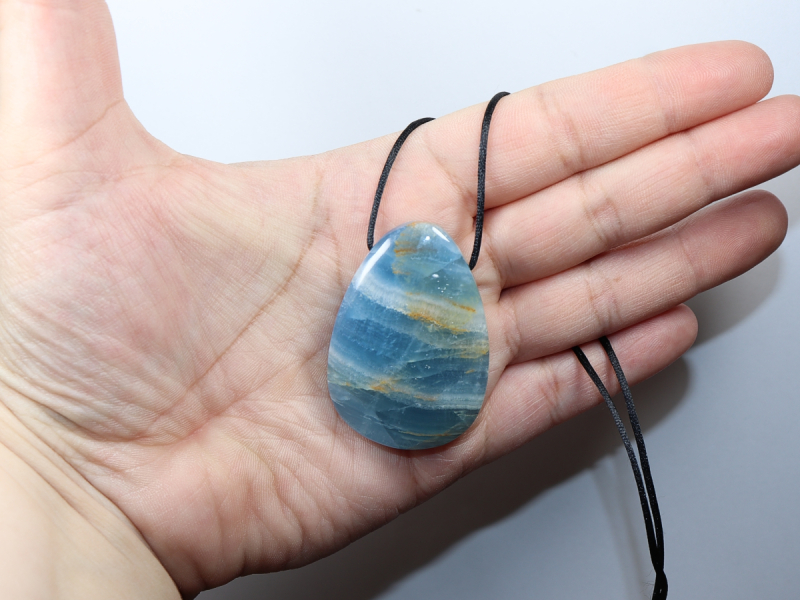 blue aragonite with cord or silver 925