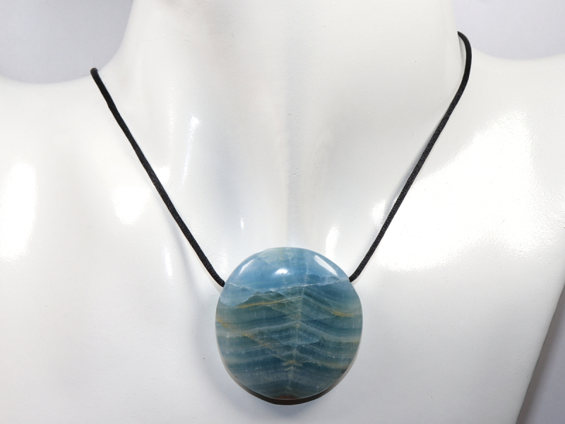 blue aragonite with cord or silver 925