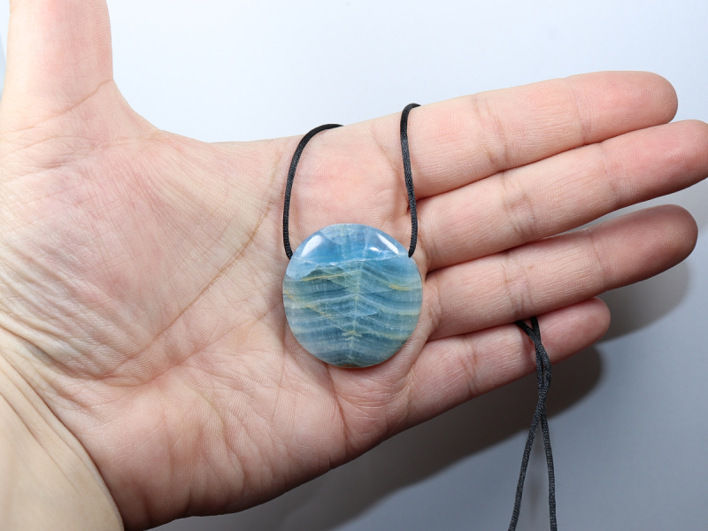 blue aragonite with cord or silver 925