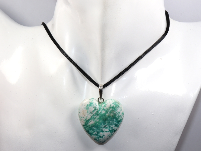 malachite in dolomite with cord or silver 925