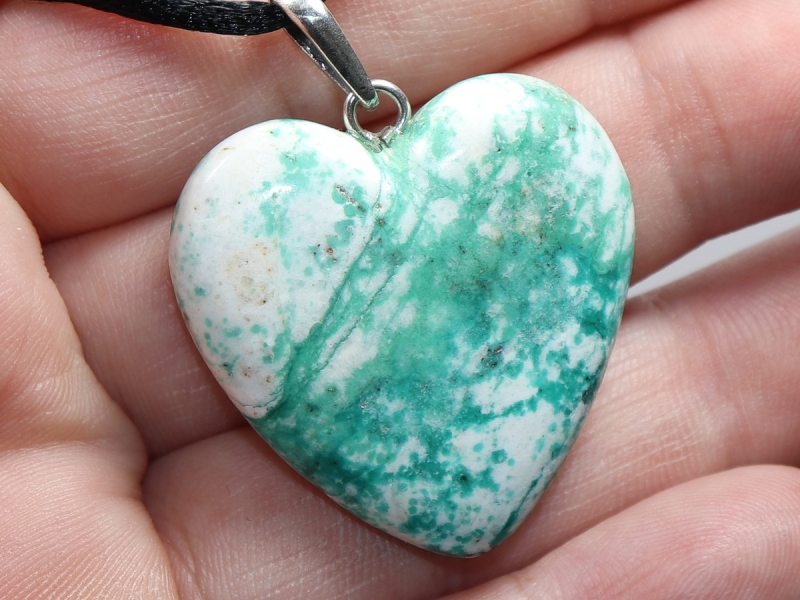 malachite in dolomite with cord or silver 925