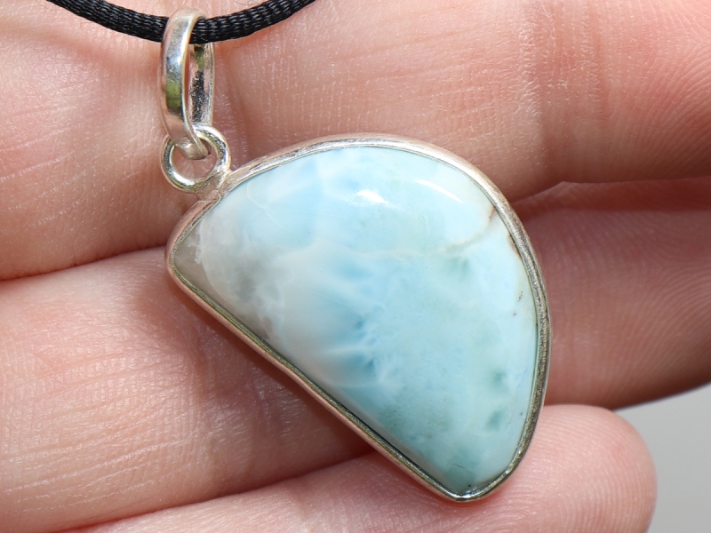 larimar with cord or silver 925