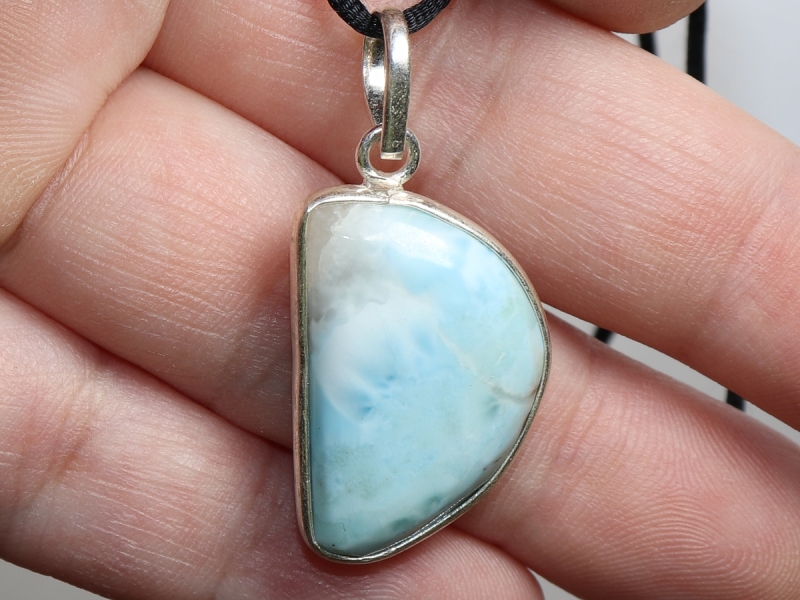 larimar with cord or silver 925