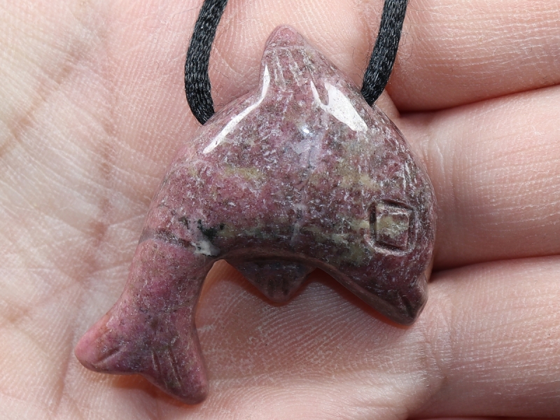 rhodonite with cord or silver 925