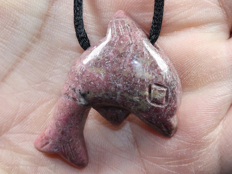 rhodonite with cord or silver 925