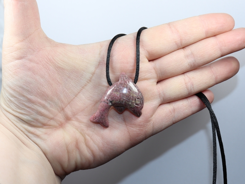 rhodonite with cord or silver 925