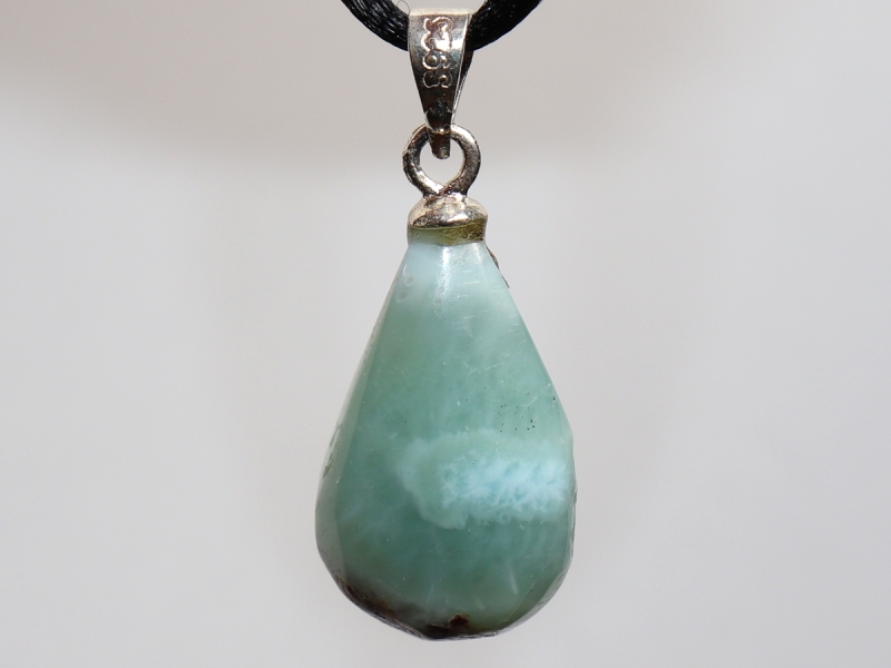 larimar with cord or silver 925