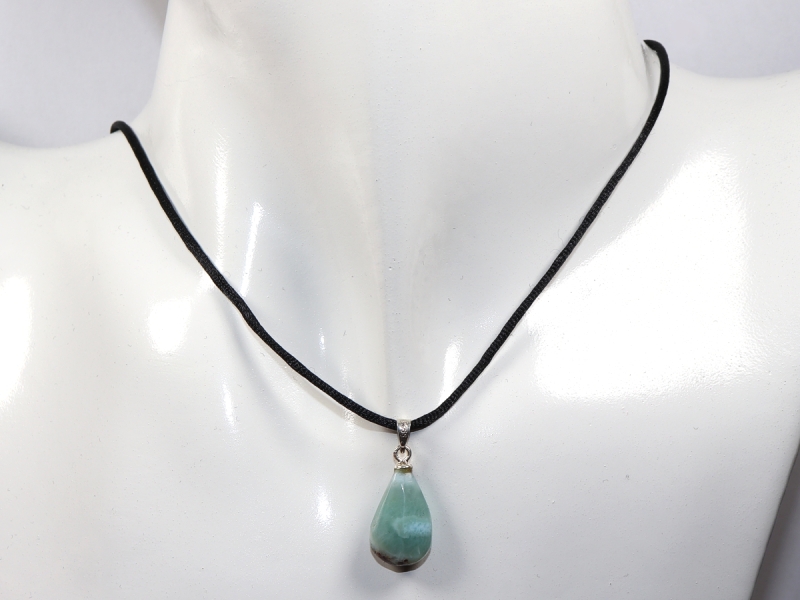 larimar with cord or silver 925